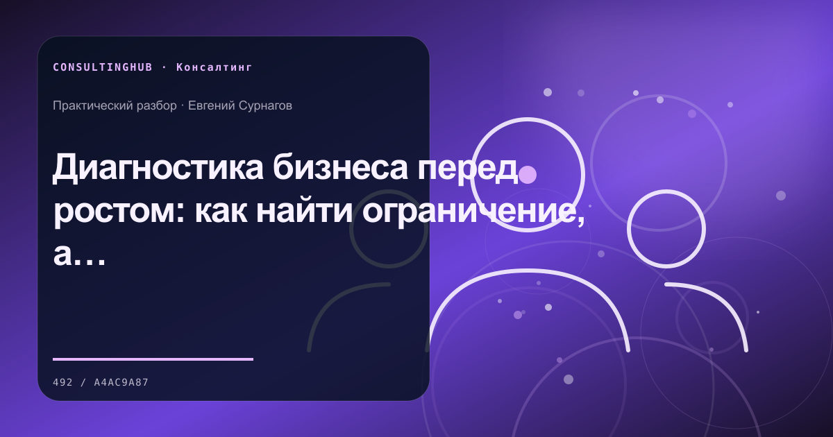 Консультант и команда проводят рабочую сессию: Диагностика бизнеса перед ростом: как найти ограничение, а не умножить хаос