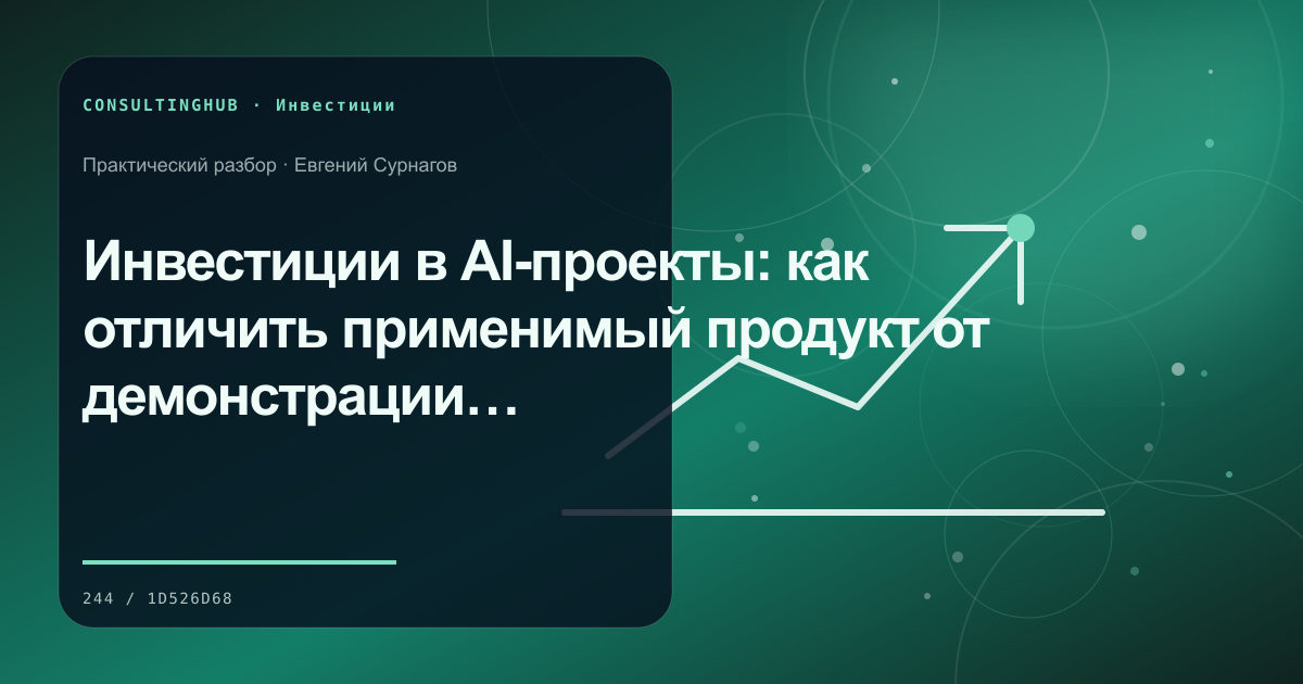 Инвестиции в AI-проекты: как отличить применимый продукт от демонстрации технологии
