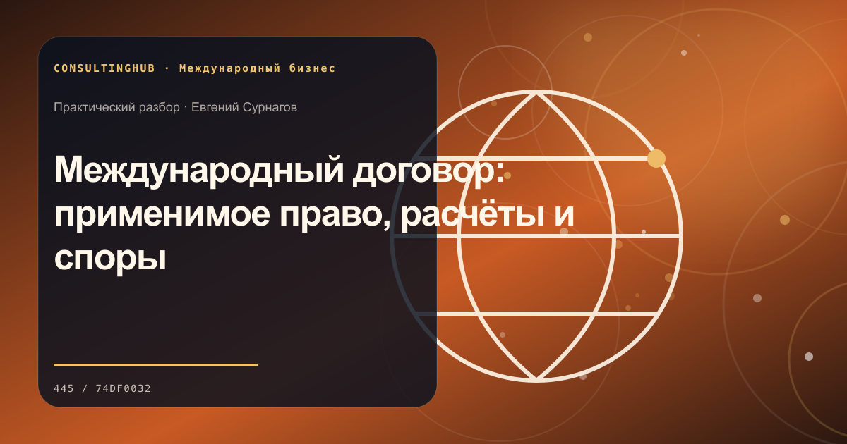 Международный договор: применимое право, расчёты и споры