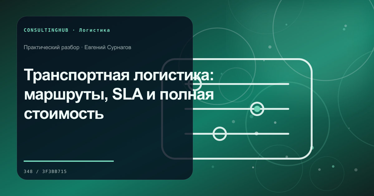 Supply-chain команда моделирует запасы и маршруты: Транспортная логистика: маршруты, SLA и полная стоимость
