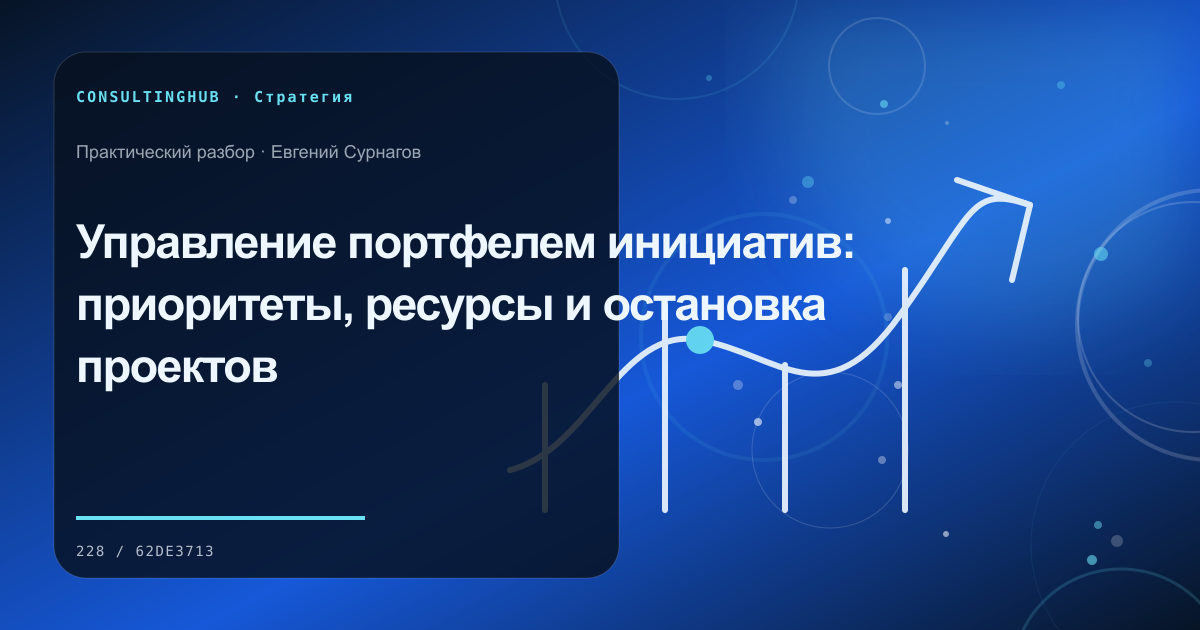 Управленческая команда обсуждает стратегические решения: Управление портфелем инициатив: приоритеты, ресурсы и остановка проектов